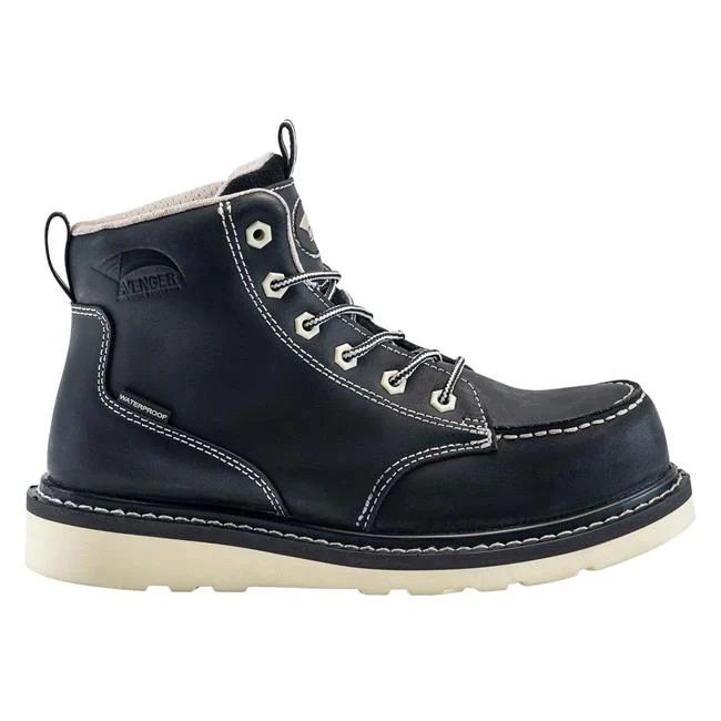 Avenger | Women's 6" Wedge Carbon Toe Waterproof Moc Toe Boots-Black